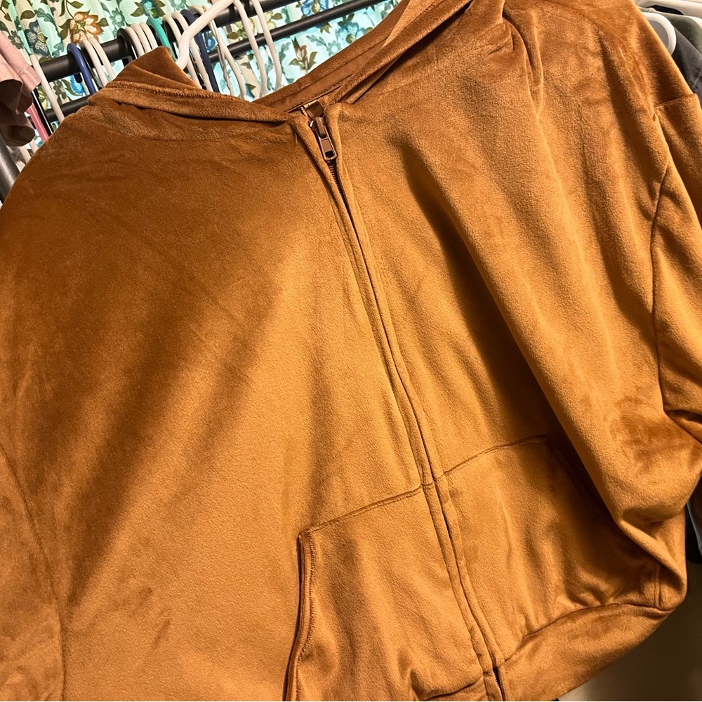 SKIMS cropped velour hoodie